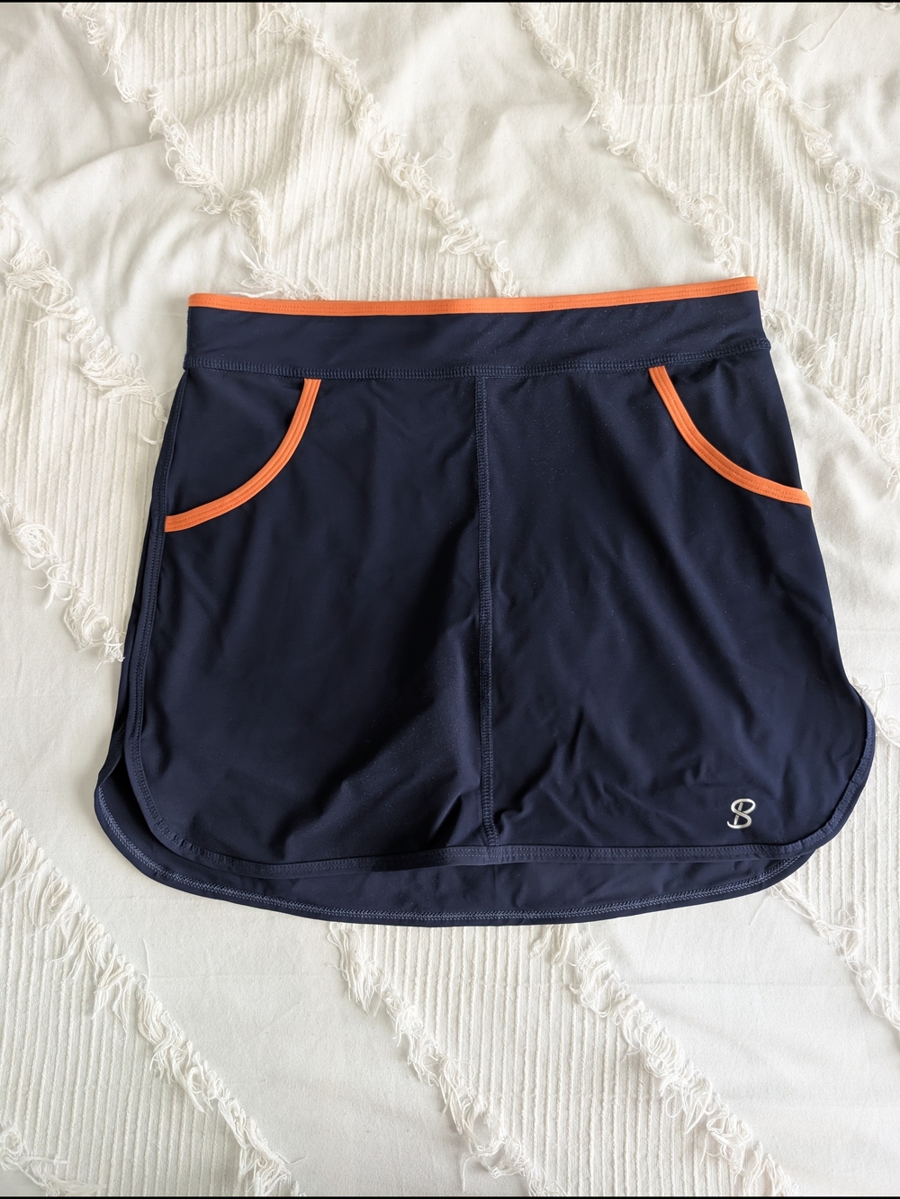 Navy Active Skort with Orange Trim - Sofibella Size S